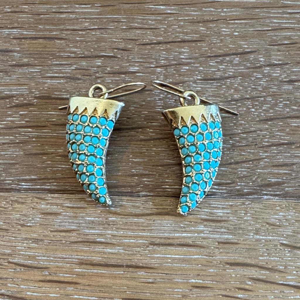 Tomassini Turquoise And Gold Horn Earrings